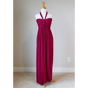Red burgundy strapless long maxi dress